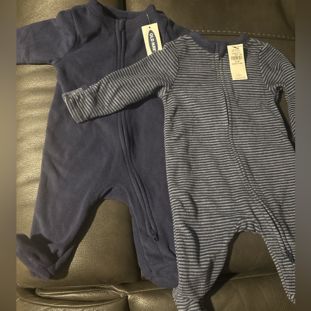 Navy and Striped Footie Set